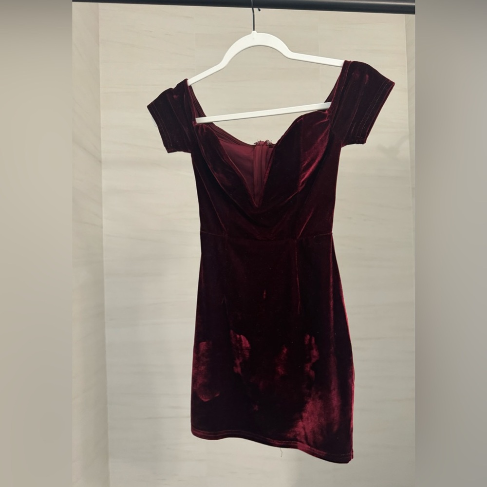 Sexy red velvet mini dress, size XS